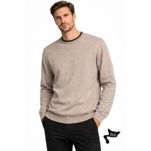 Hermes 100% Cashmere Crewneck Sweater Beige Men’s 2XL Made in Italy